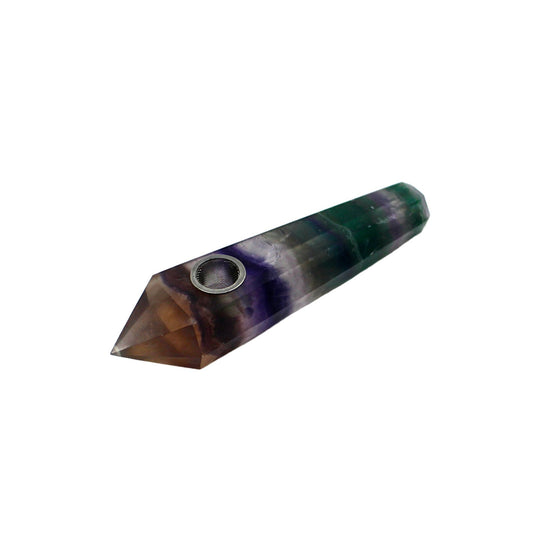 Rainbow Fluorite Crystal Wand Pipe