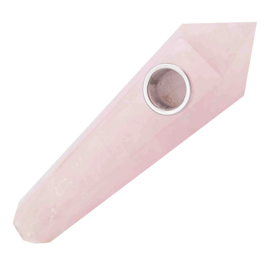 Rose Quartz Crystal Wand Pipe